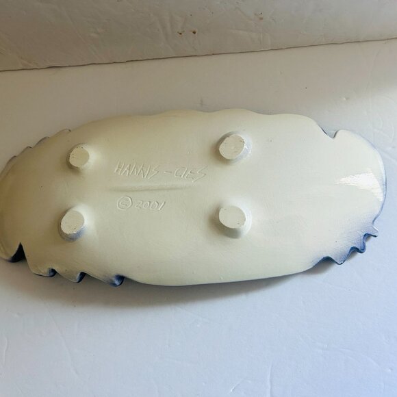 Harris Cies Abstract Pottery Rectangle Footed Platter Tray Signed 2001 FLAWS - Picture 5 of 9